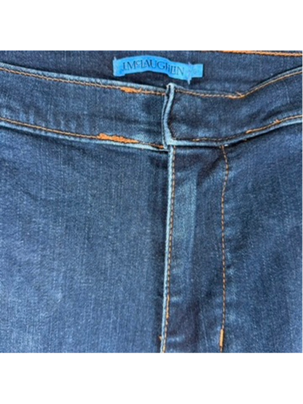 J. McLaughlin Wide Leg Jeans Dark Denim Stretch Buckle Bit Trouser Preppy Size 8 - Picture 4 of 12